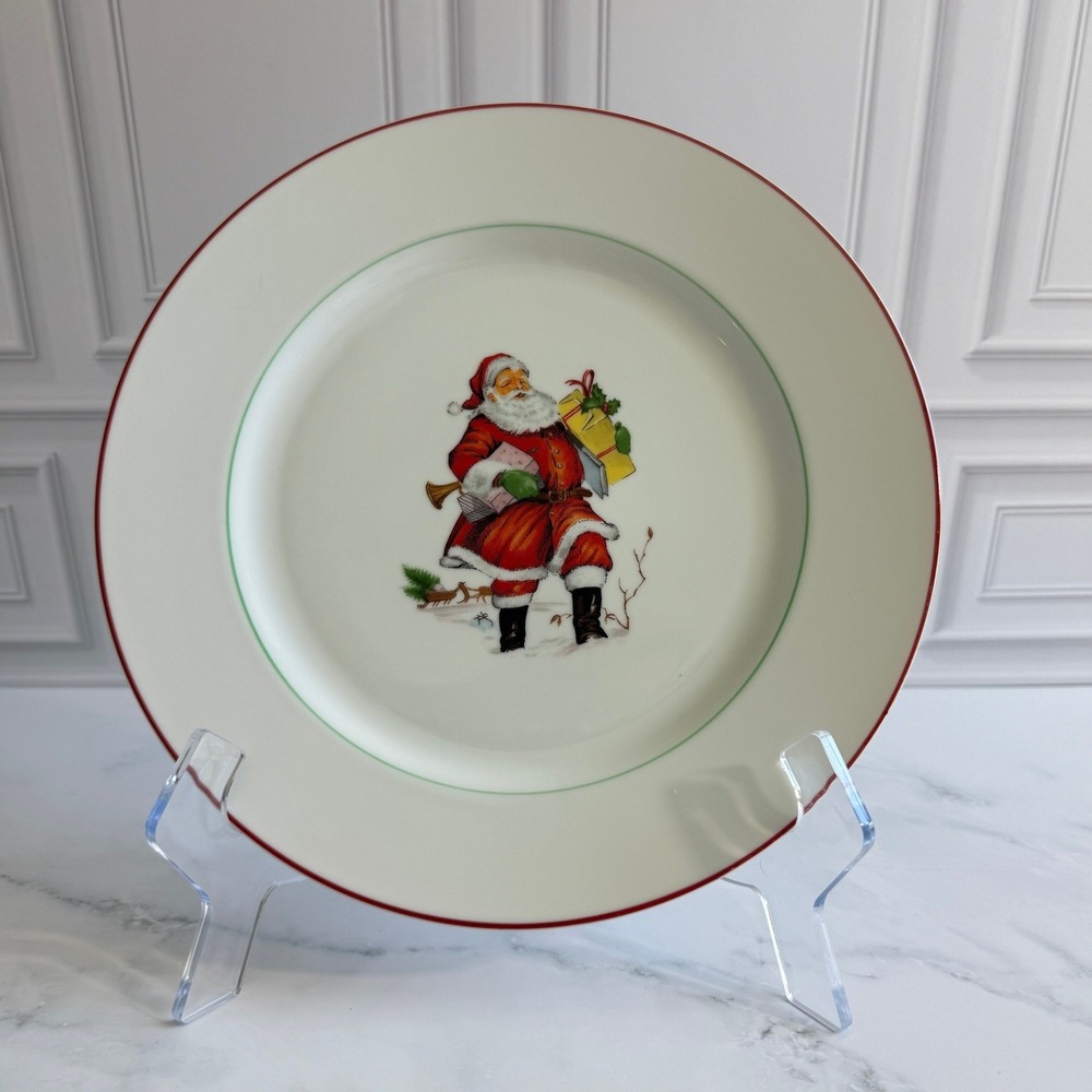 VTG 1980s All The Trimmings Santa Clause & Sleigh 10 1/4" Dinner Plate MINT